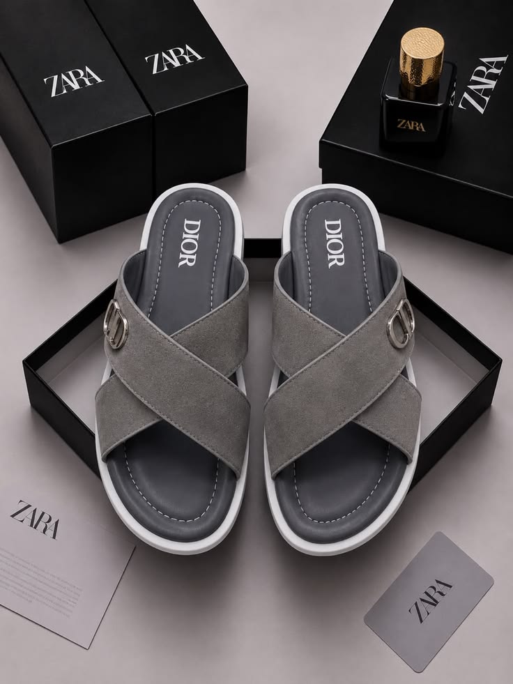 Grey Cross-Strap Sandal
